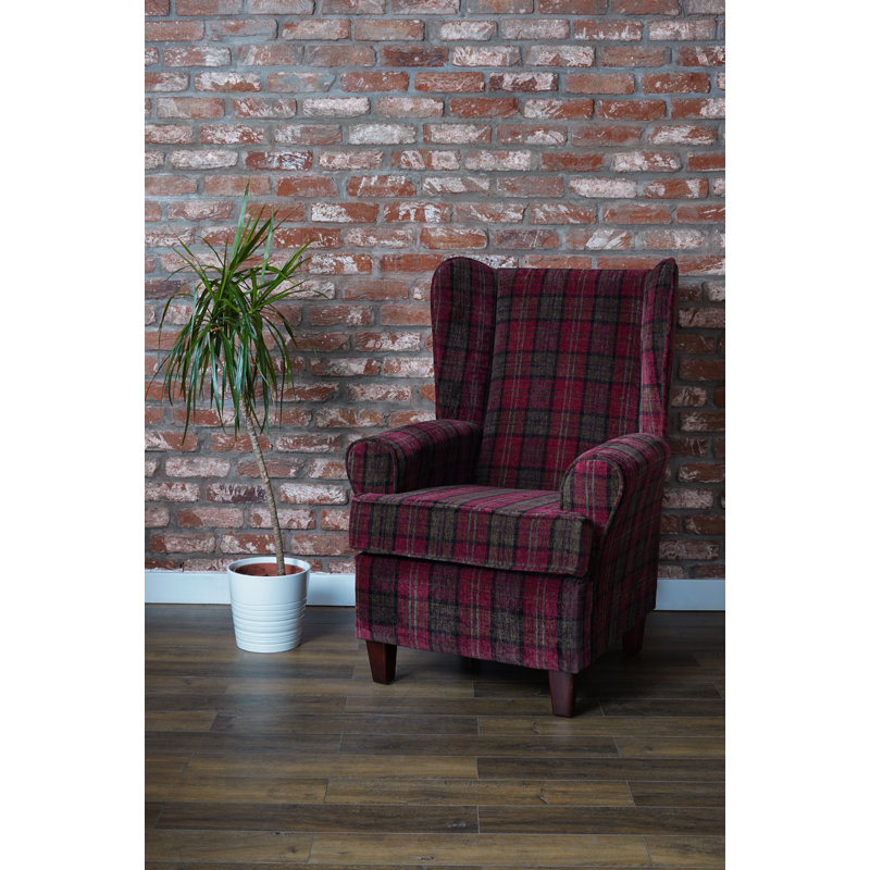 Bartee Wingback Chair, Hot Pink/Brown