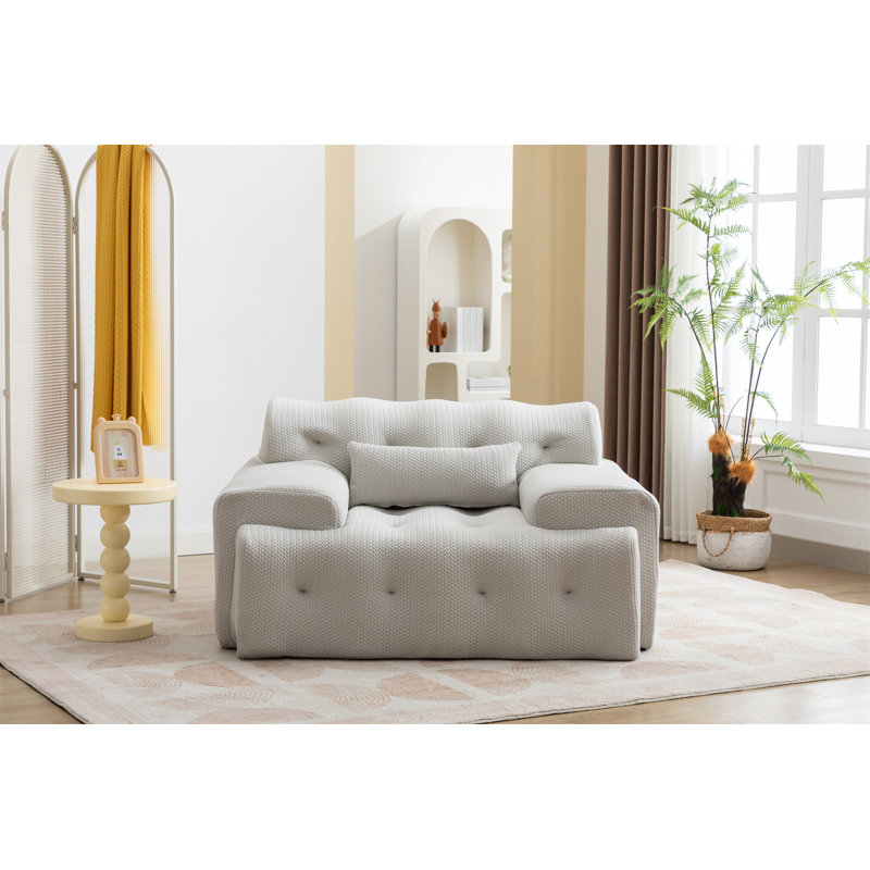 Boneless Large Size 1 Seater Sofa, Beige Foam