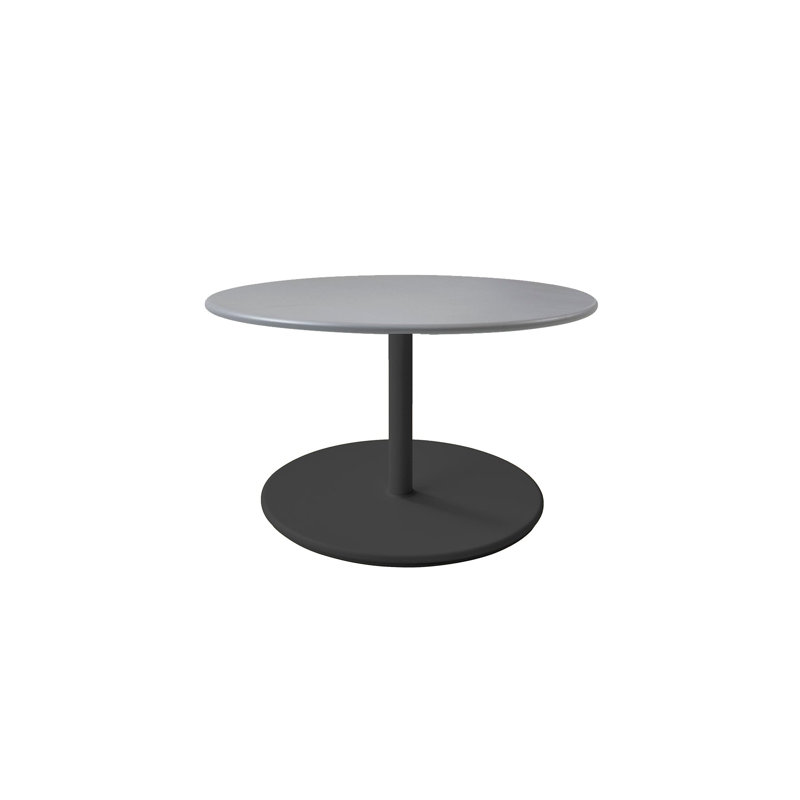Go Outdoor Round Coffee Table, 17.4" H x 29.6" W x 29.6" L, Lava Gray/White/Light Gray