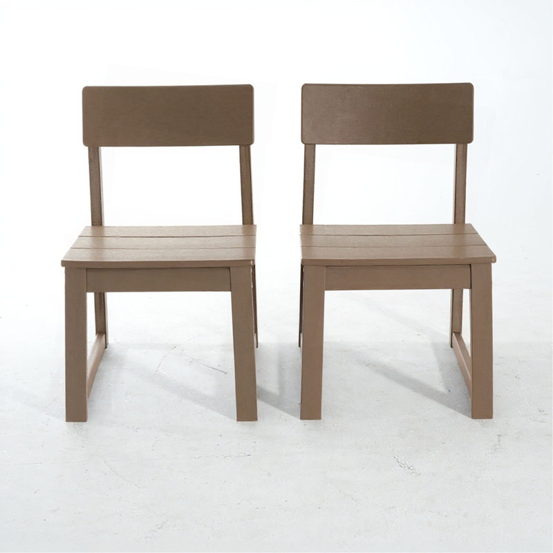 Ensemble de 2 chaises d'extérieur et de jardin en PEHD de style moderniste, Bois