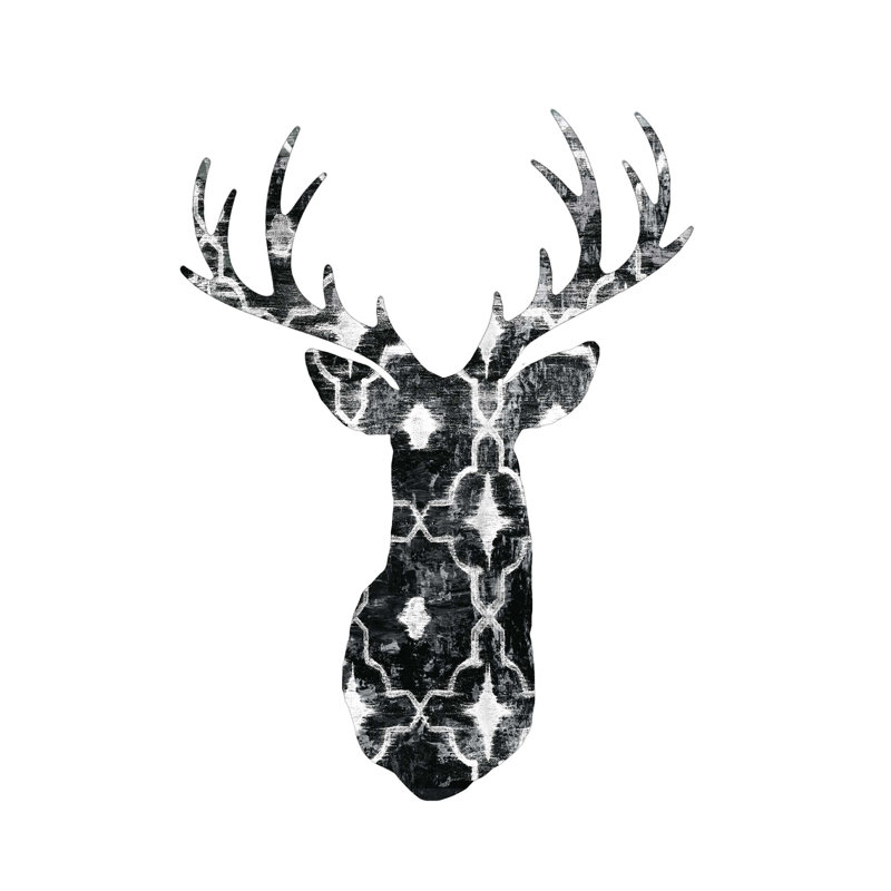 Silhouette d'une tête de cerf, H 32 po x l 24 po x P 1,25 po