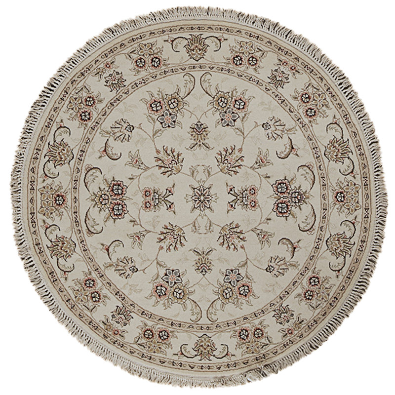 High-Quality Hand-Knotted Ivory Area Rug
