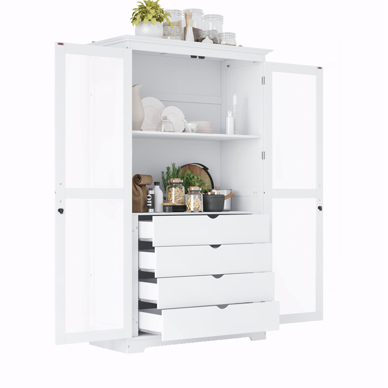 Armoire de rangement de cuisine autoportante, Blanc