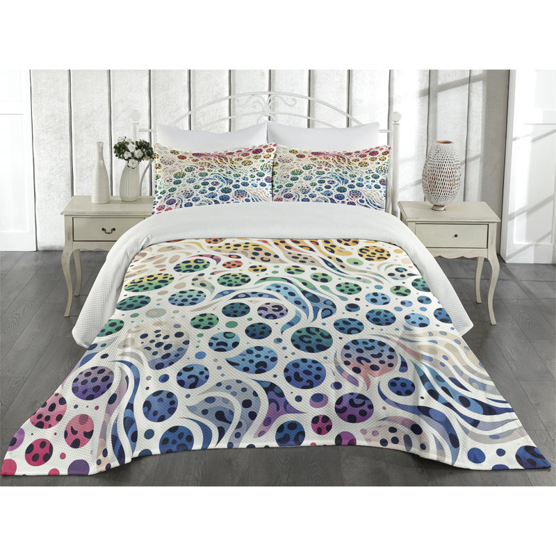 Polyester Dots Coverlet, King Coverlet + 2 Standard Shams