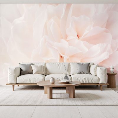 Papier peint pelez et collez, pivoine douce et rosée, gros plan, pétales délicats, fleurs murales romantiques, H 69 po x l 96 po, papier mural amovible en PVC, autocollant, pour chambre d'enfant, salon, bureau à domicile