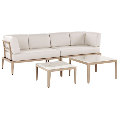 6 Seater Modular Garden Corner Sofa Set Light Beige Nayleen