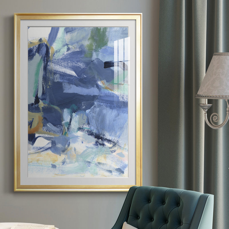 " Blue Room I ", 24.5" H x 18.5" W, Gold