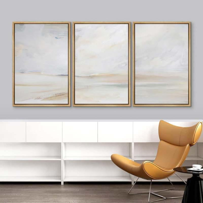 Bord de mer, aquarelle, pastel, brume, dune de sable, paysage naturel, œuvre d'art moderne, Moody, Naturel, H 36 po x l 72 po