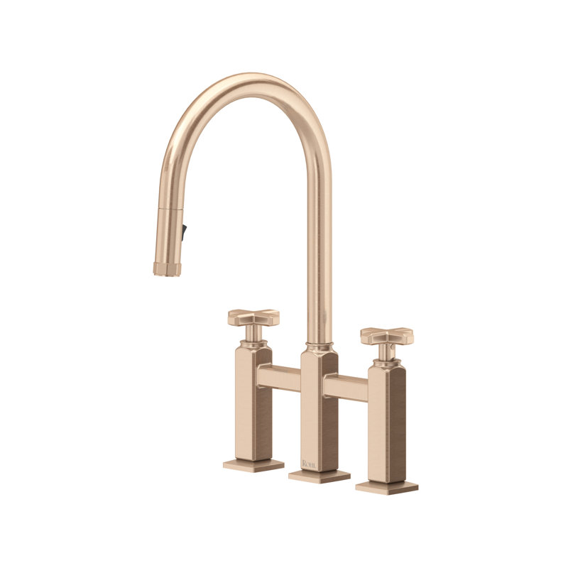 Apothecary Bridge Pull-Down Kitchen Faucet With C-Spout, Vintage Gold