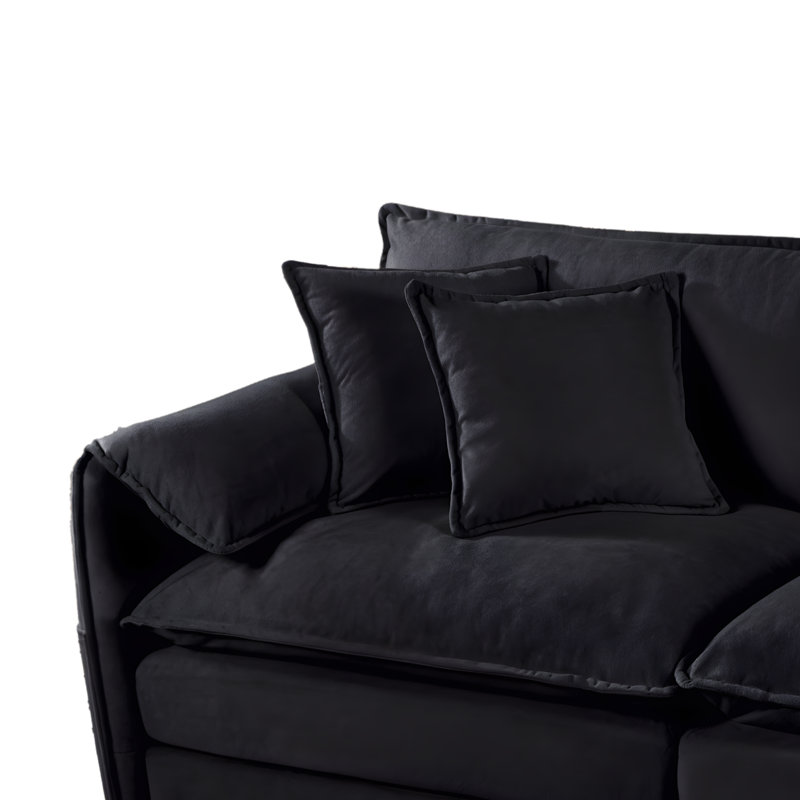 Canapé surdimensionné en chenille surdimensionné avec canapé-causeuse moderne, noir, Noir