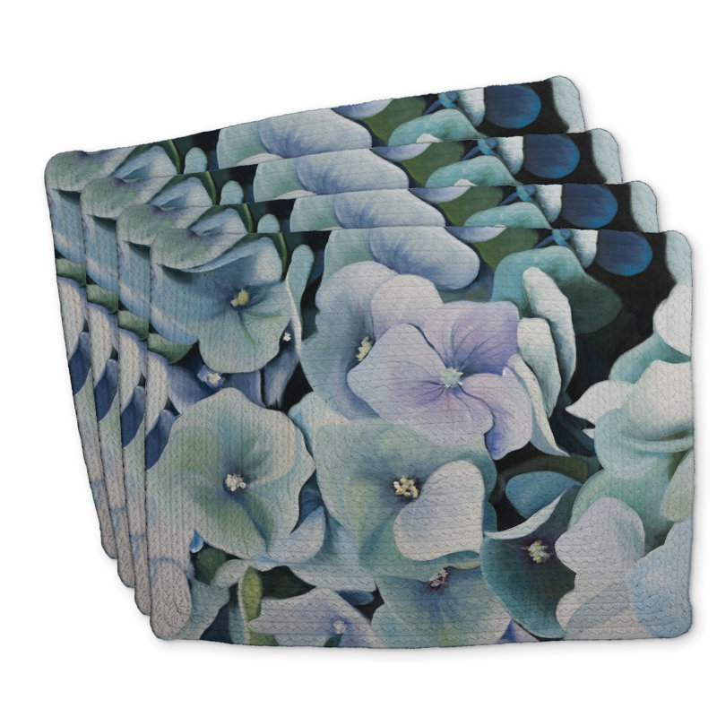 Ensemble de 4 napperons en polyester tressé | Hortensia décor à la maison