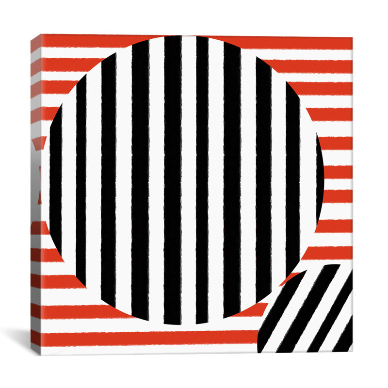 Albree Modern Inner Circle, impression sur toile, H 26 po x l 26 po x P 1,5 po, Toile avec cadre noir, Pas de tapis
