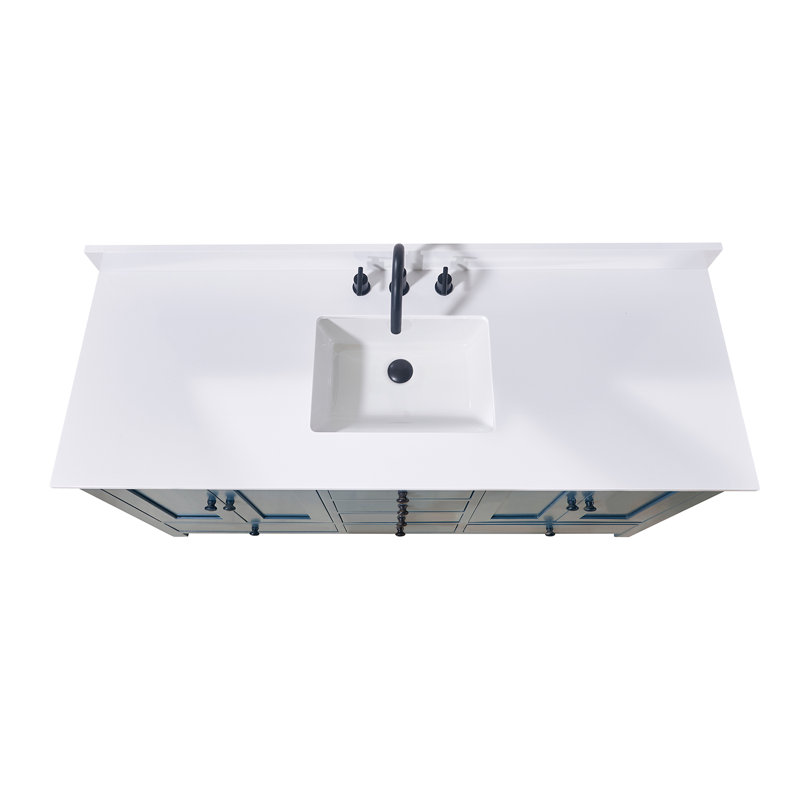 Andalo 61" Single Bathroom Vanity Top in Snow White with Sink