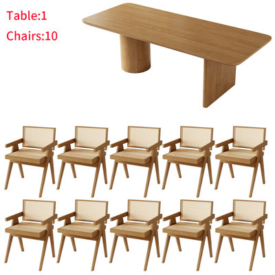 Japanese solid wood rectangular dining table set