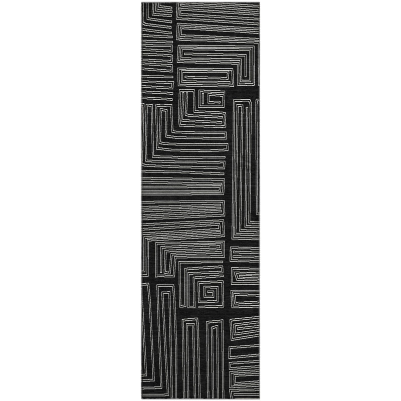 Tapis géométrique Premium lavable à la machine Harrietstown AMF1045, Tapis de couloir 2 pi 3 po x 7 pi 6 po