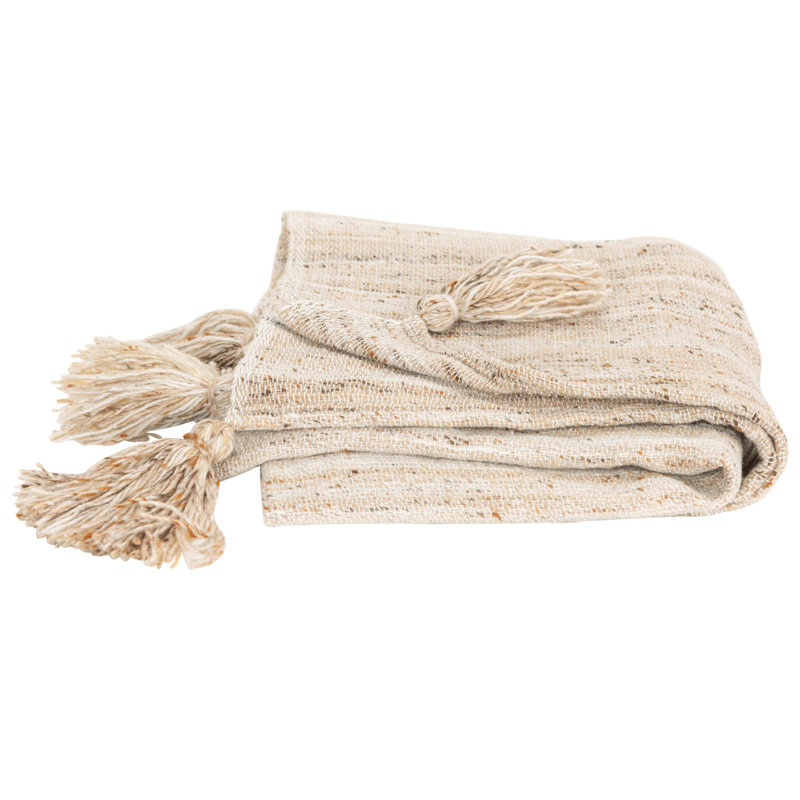 Jeté tissé beige 100% polyester