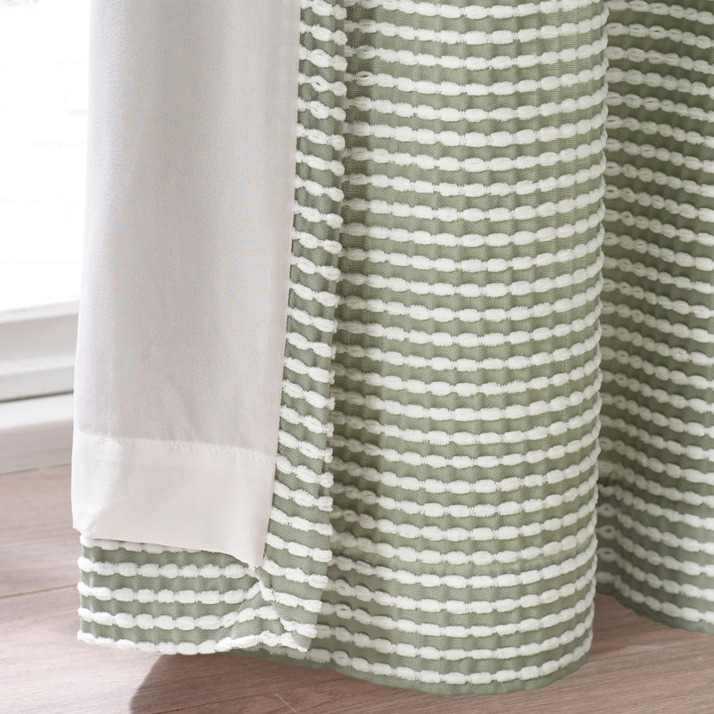 Stab Stitch Lined Eyelet Curtains, Sage Green, 66x90 Inch