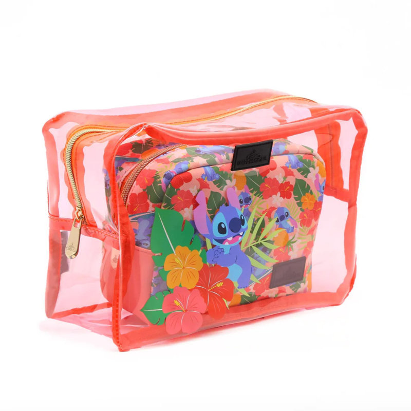 Ensemble d'embrayage à pochette pour accessoires de maquillage Disney, Coral