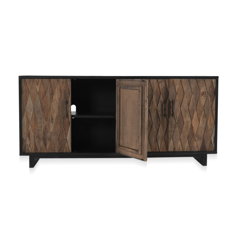 Corbin 78'' W Solid Wood Sideboard, Black/Brown
