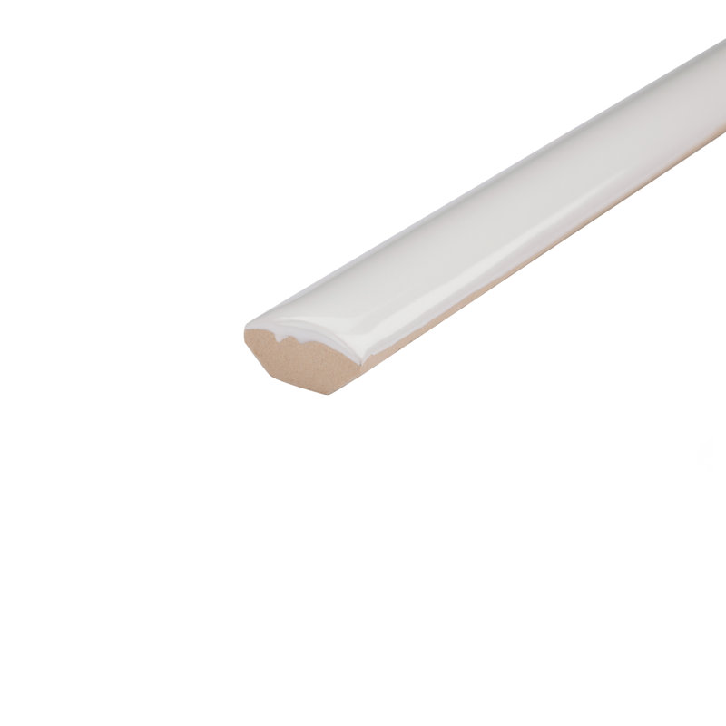 Chester Series 12" x 0.5" Ceramic Bullnose Tile Trim in Bianco
