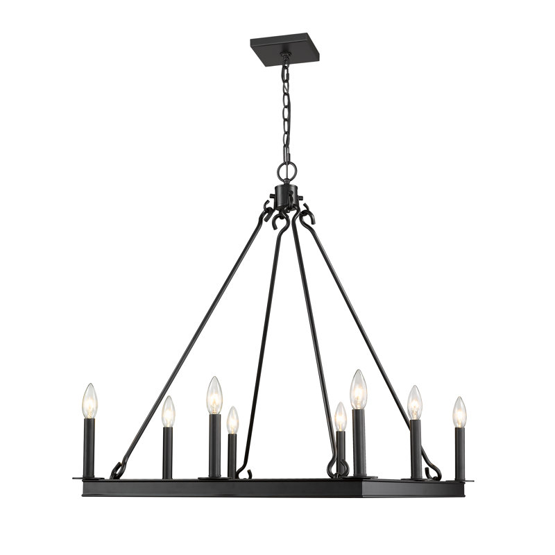 Hoglund 8 - Light Dimmable Geometric Chandelier, Matte Black, 31.5" H x 26" W x 26" D