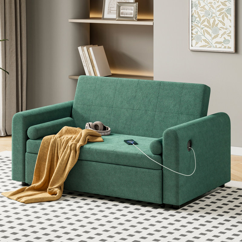 2 Seater Sofa Bed, Green