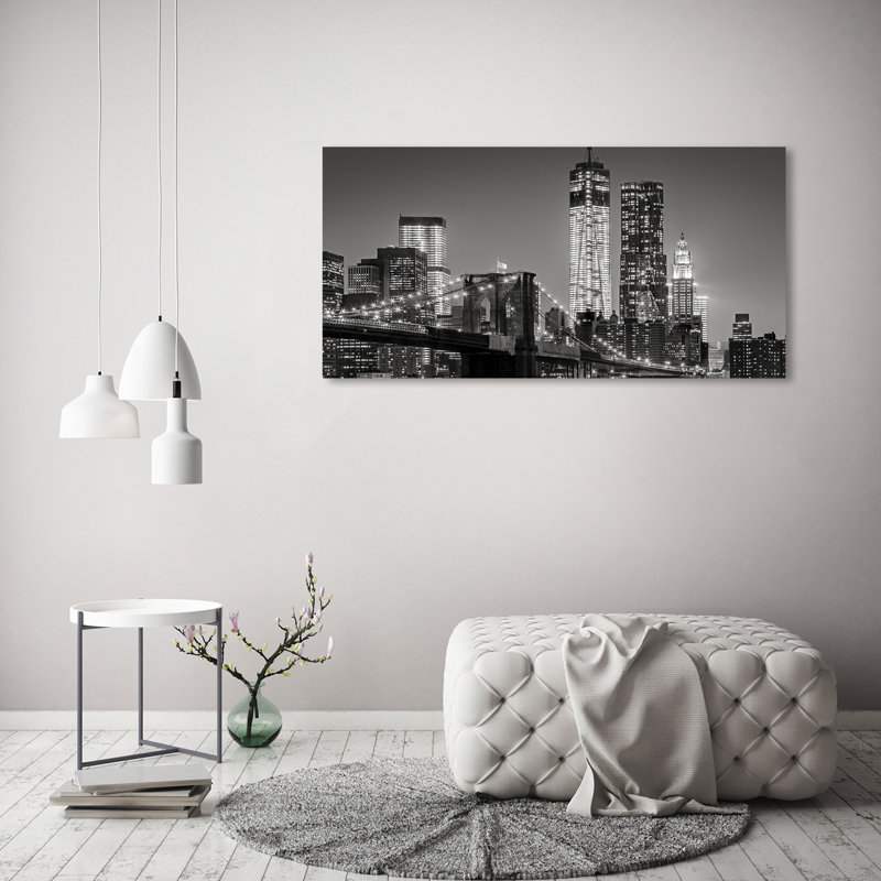 Manhattan By Night - Wrapped Canvas Print