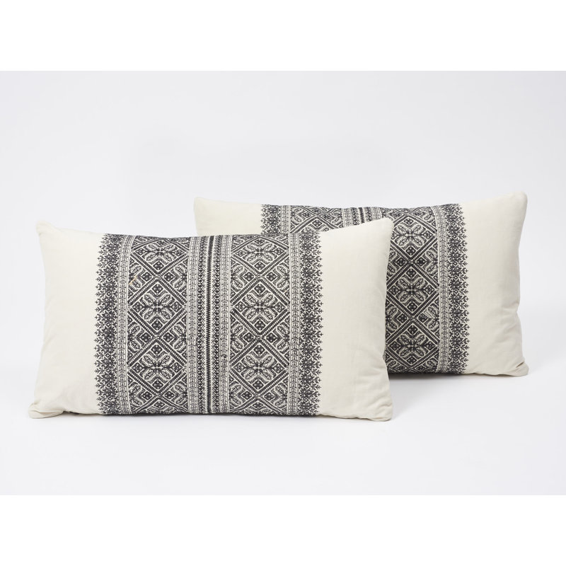 Toledo Embroidery Pillow, 22" x 22", Noir