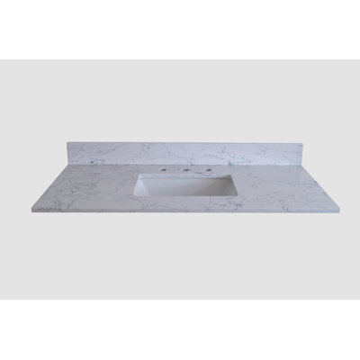 Montary 37""X 22"" Bathroom Stone Vanity Top Carrara Jade Engineered Marble Color With Undermount Ceramic Sink And 3 Faucet Hole With Backsplash -  Go Peak Track, GPTYX07650A