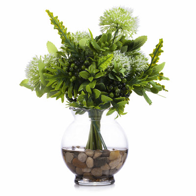 11'' Faux Flowering Plant in Glass Pot