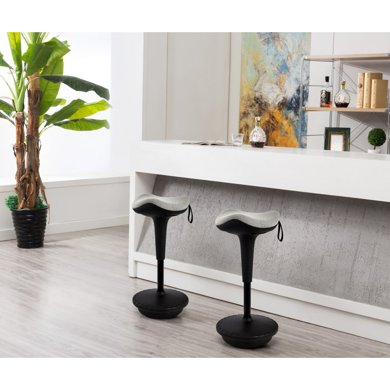 Adjustable Height Ergonomic Industrial Stool with Footrest, Grey