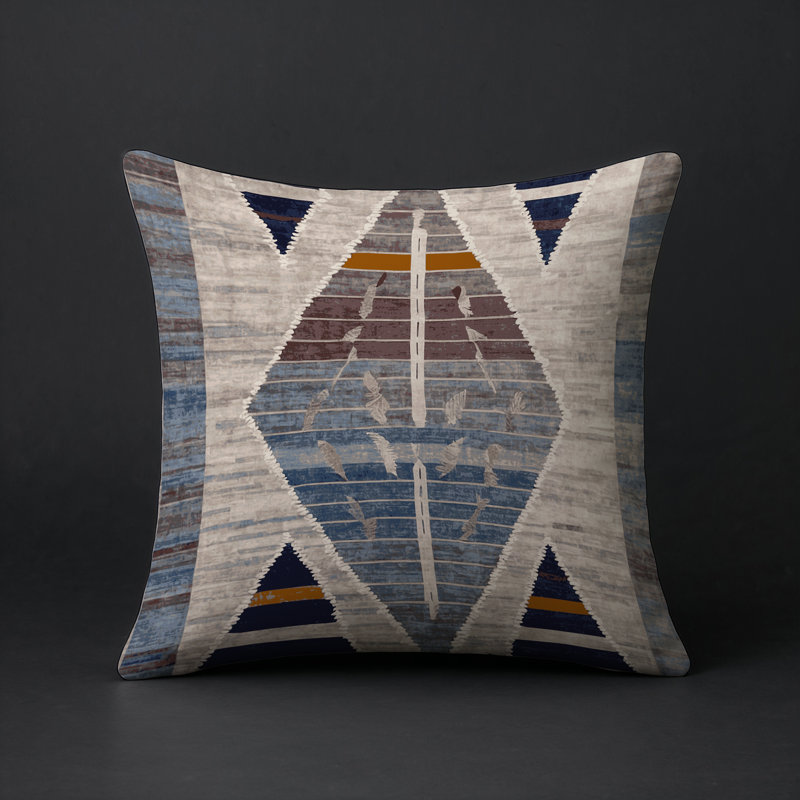 Coussin décoratif intérieur et extérieur Modern, Gris / abstrait 2, Carré 16 po