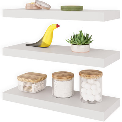 Sydney 16" W x 6" D Floating Shelves Set with Invisible Wall Mount Brackets