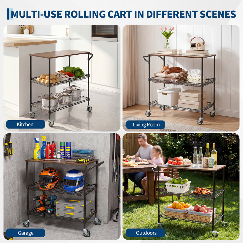 Bar Cart, Satin Black