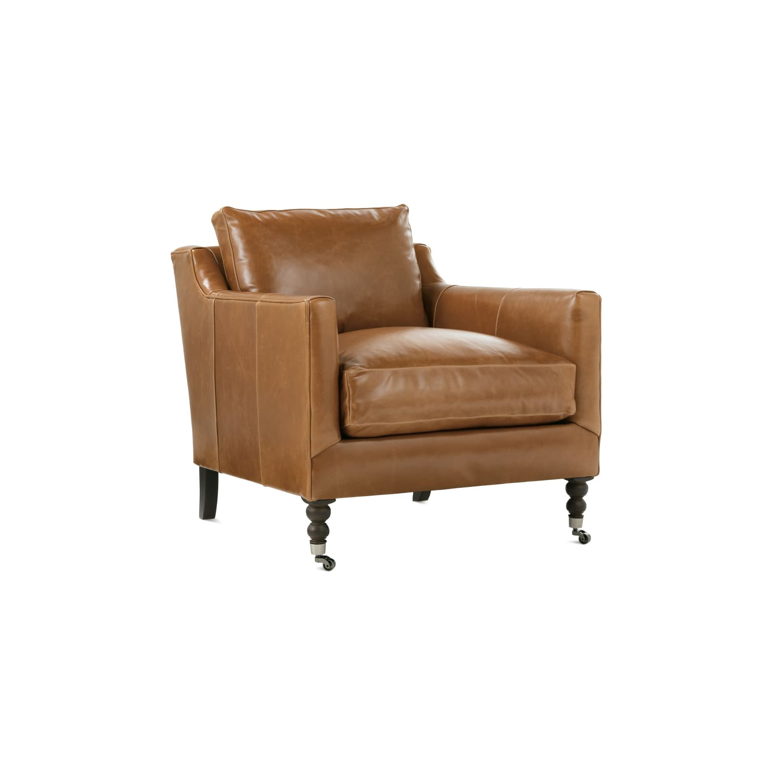 Madeline 33" W Armchair, Carob, Brown Genuine Leather