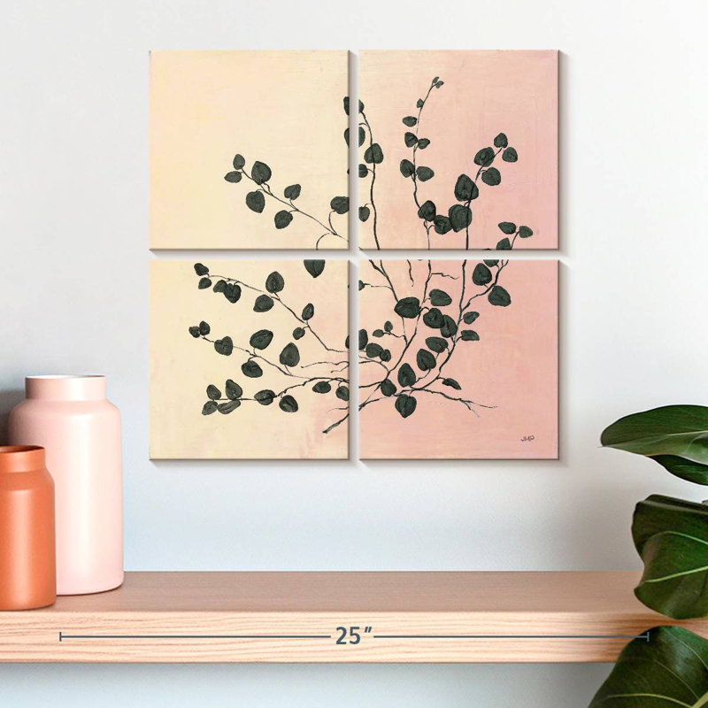 Étude botanique Harnek II - rosé, H 18 po x l 18 po
