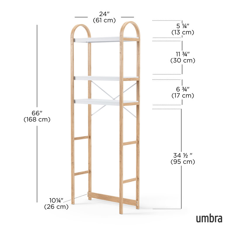 Solid Wood Over The Toilet Storage, White/Natural