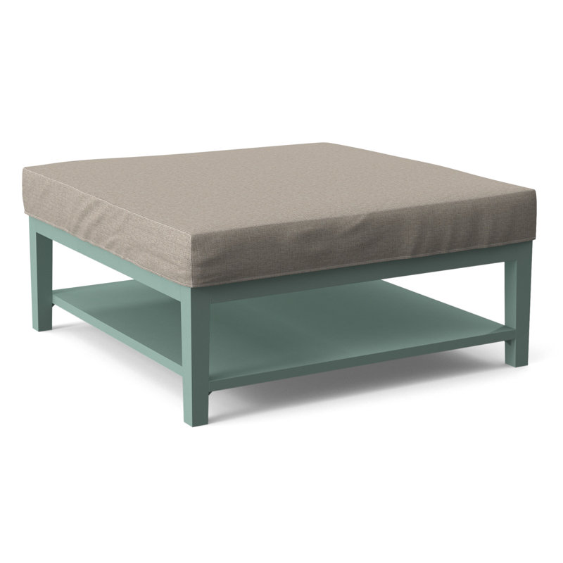 Hammond Square Ottoman, Beige Performance Fabric; 0851-73, Celery Finish