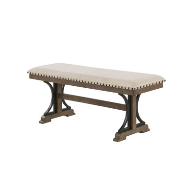 Linen Blend Upholstered Bench