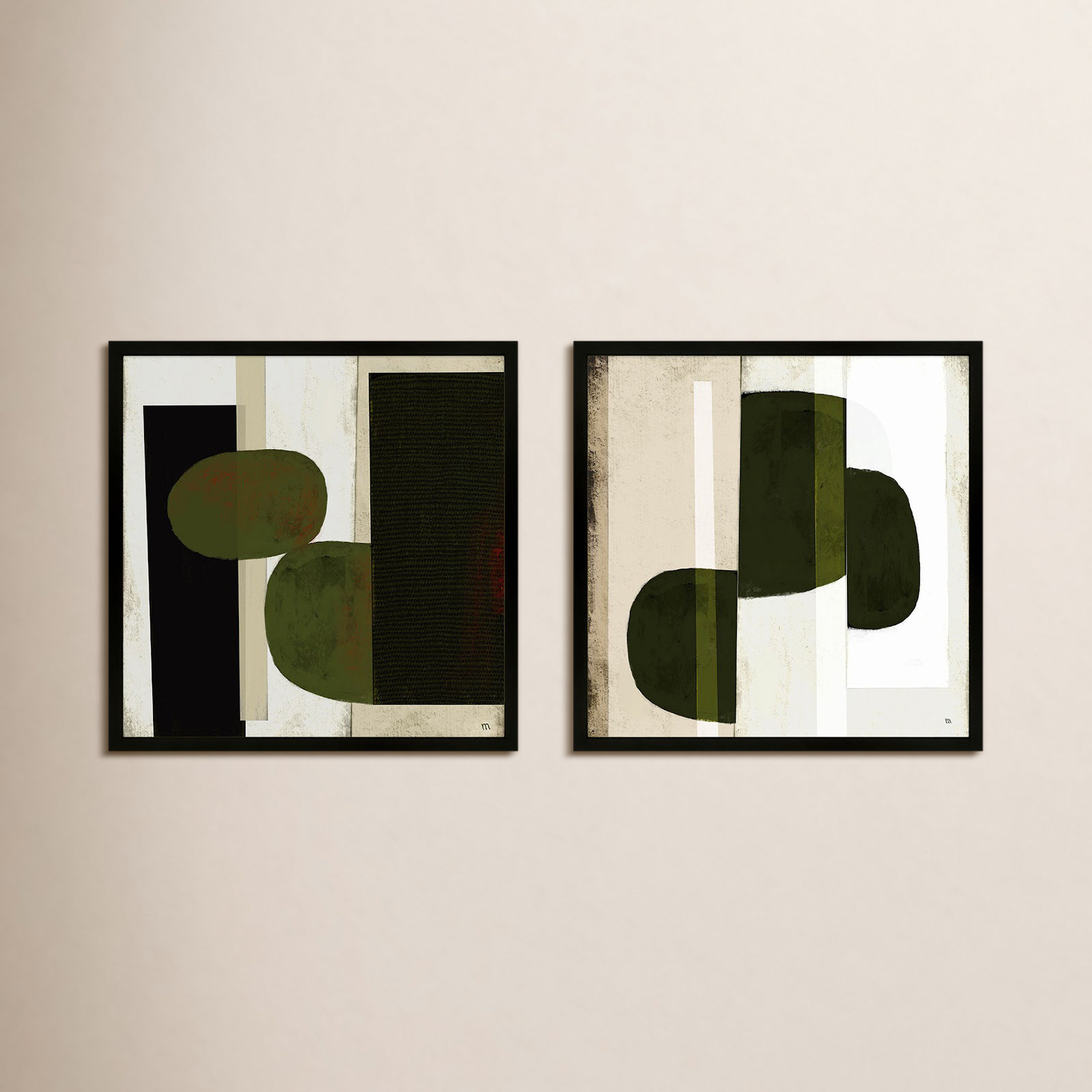 Collage 2-Piece Painting Set, 30" H x 60" W, Black
