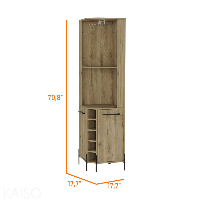 5-Bottle 2-Shelf Bar Storage Cabinet