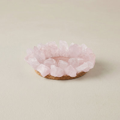 Porte-bougie en cristal de quartz Raw Rose