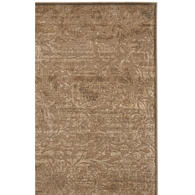 Tapis floral anthracite / chameau