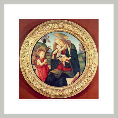 Vierge à l'enfant avec Jean-Baptiste par Sandro Botticelli, impression giclée sur cadre