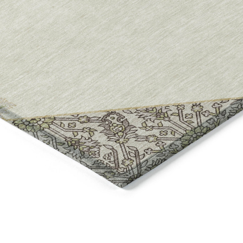 Tapis lavable intérieur / extérieur ivoire HomeRoots 5 pi x 8 pi