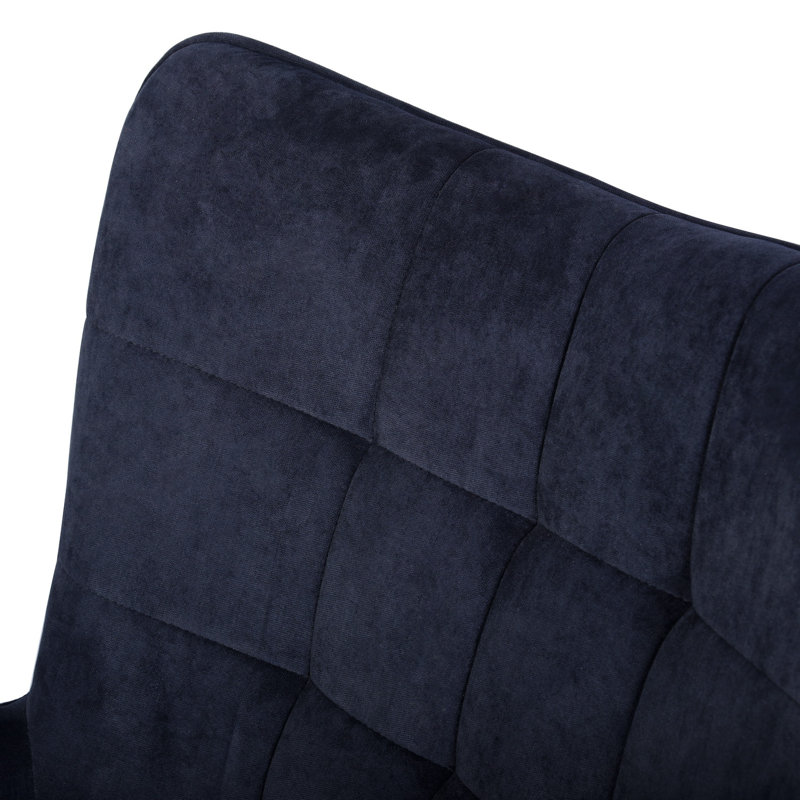 Drucker 68cm Wide Tufted Wingback Chair, Dark Blue Fabric