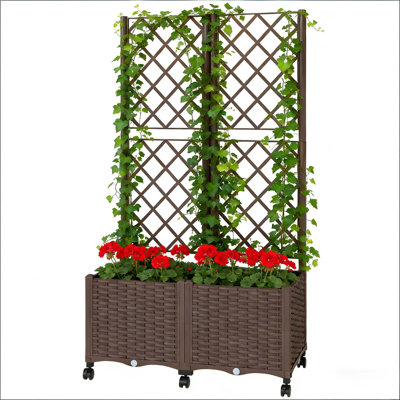 Outdoor Stylish Planter Box,Mobile Raised Garden Bed