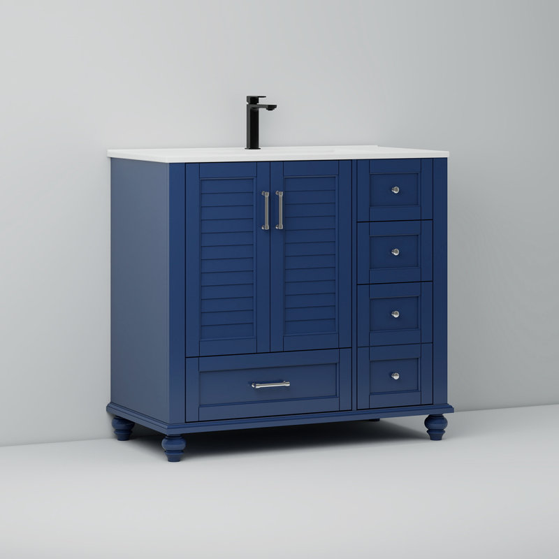 36" Bathroom Vanity With Sink Set, Blue