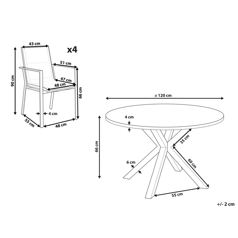 Bucyrus 4 - Person Patio Dining Set with Round Table, Grey