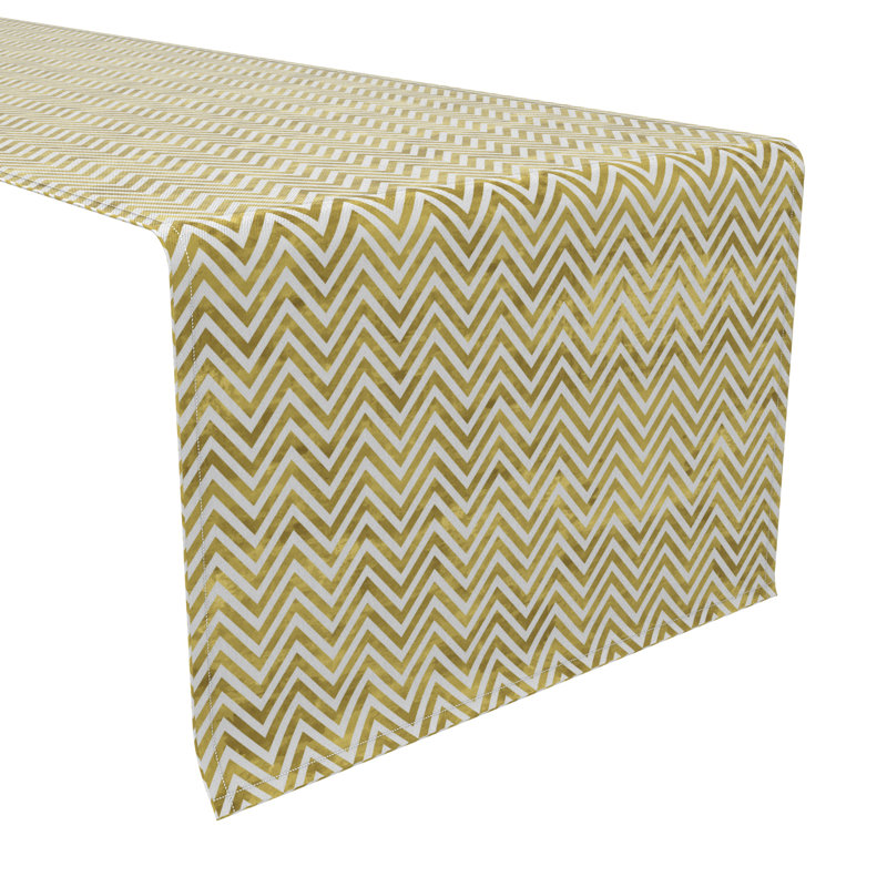 Rectangular Chevron Cotton Twill Table Runner, 72" L x 16" W